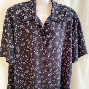 EVAN PICONE, Classic Navy-White Blouse, 100% Poly, size 18W